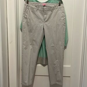 Lilly Pulitzer dove grey chinos. Ankle length (27” inseam) straight leg. Size 14